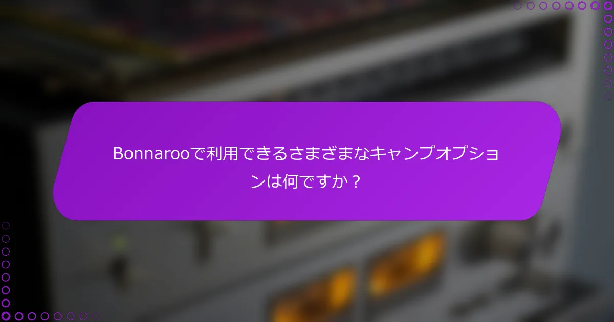 Bonnarooで利用できるさまざまなキャンプオプションは何ですか？
