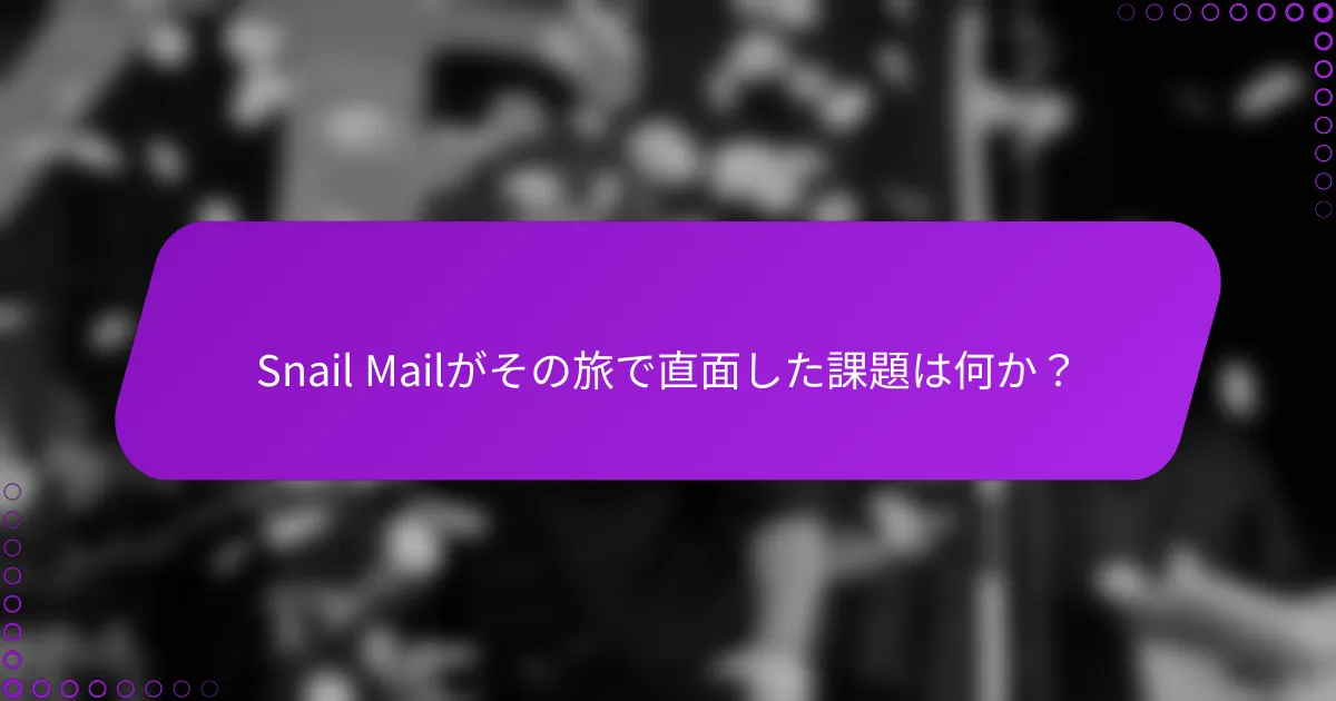 Snail Mailがその旅で直面した課題は何か？