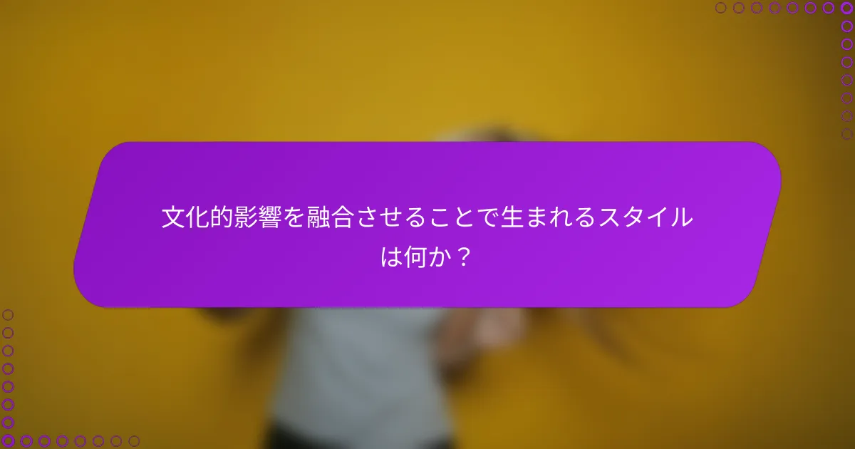 文化的影響を融合させることで生まれるスタイルは何か？
